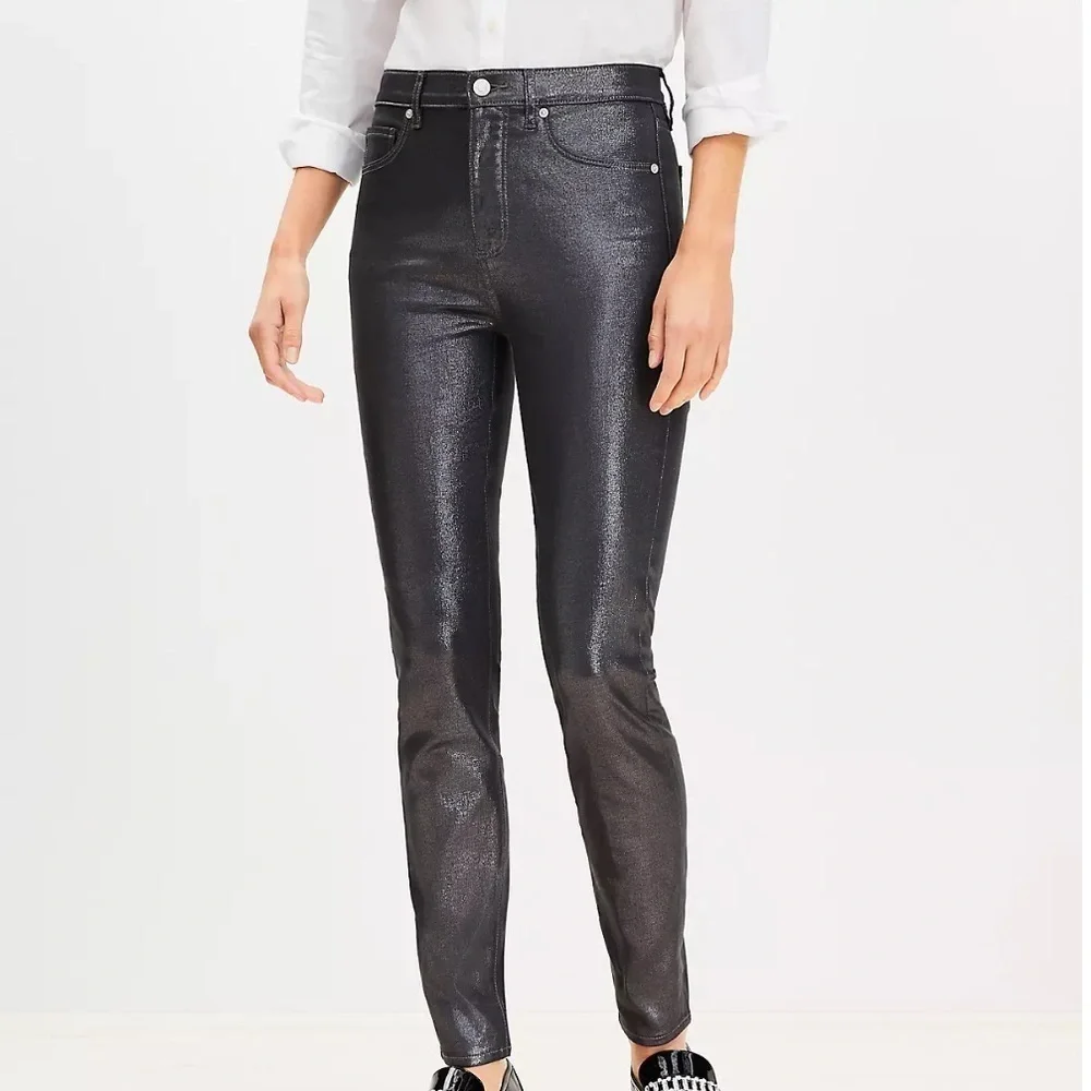 Loft High Rise Skinny Metallic Jeans Size 27/4 NWT